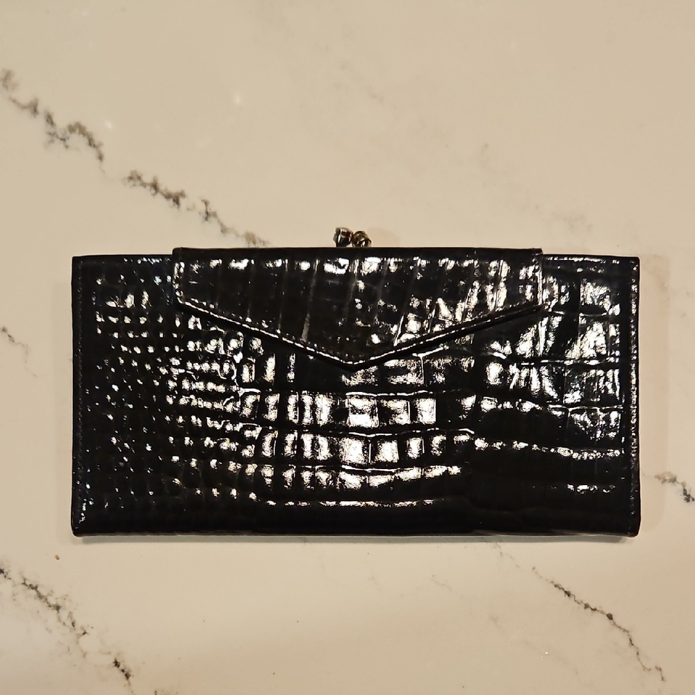 Vintage Princess Gardner Patent Leather Wallet Black